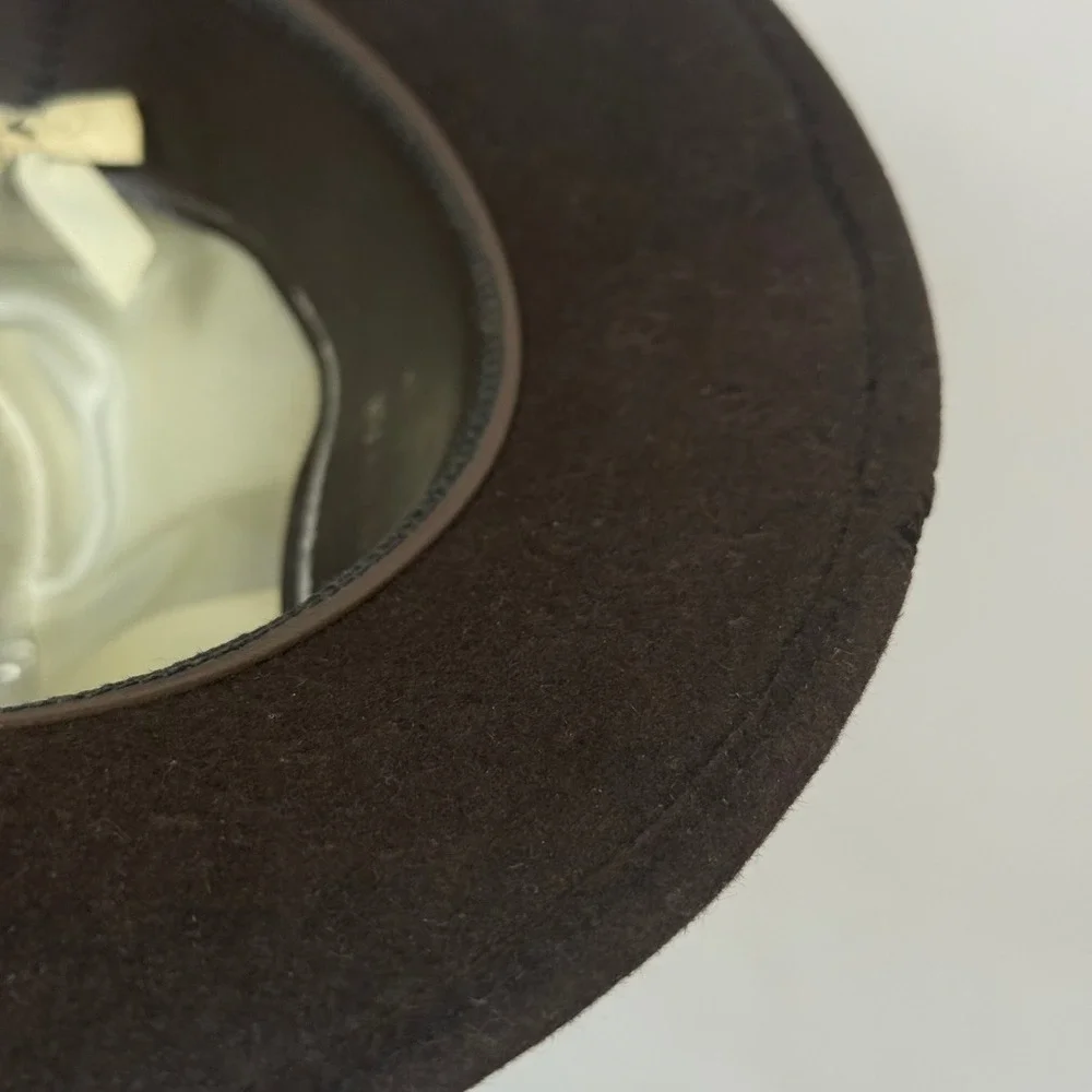 Vintage Mens Wright Mirakai Custom Made Fedora Hat Brown Wool Size 6 7/8 - Picture 11 of 13